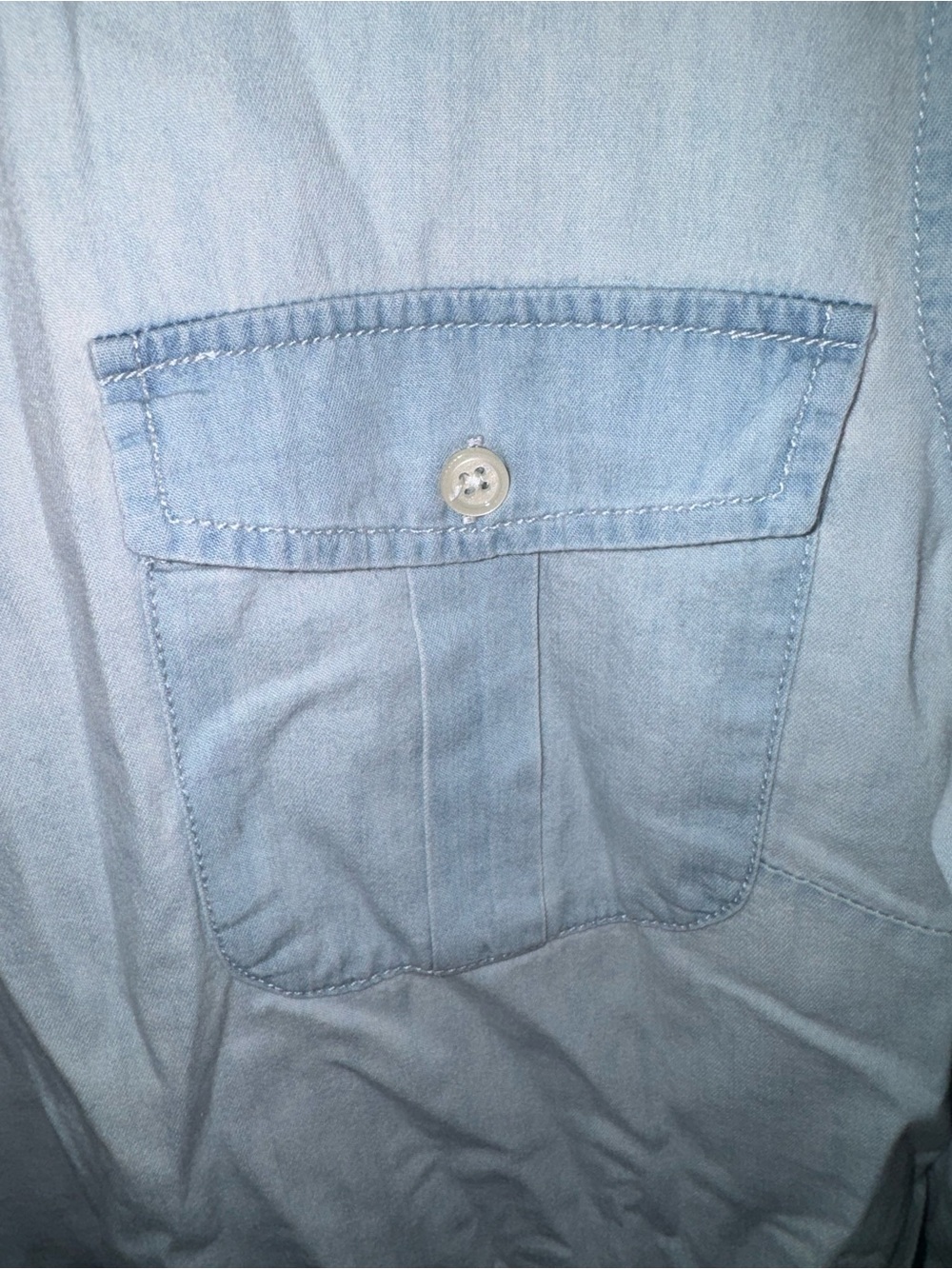 Per Se Light Blue Denim Button-Up Shirt - Picture 3 of 4